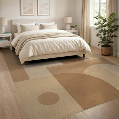 Abstract Geometric Brown Tan Brown and Tan Area Rug
