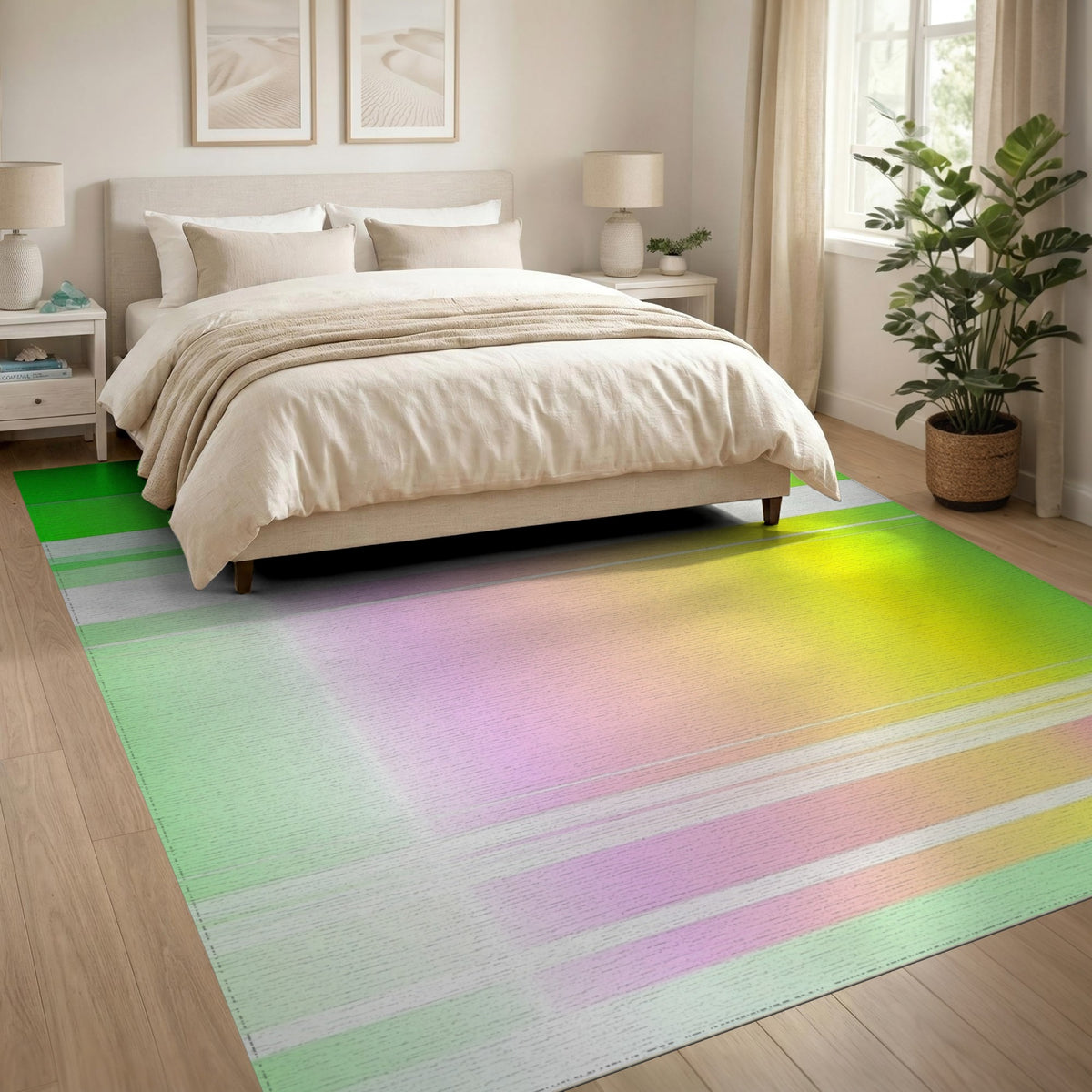 Stripe Multi-color and Patterns Vibrant Multi-Color Geometric Stripe Area Rug