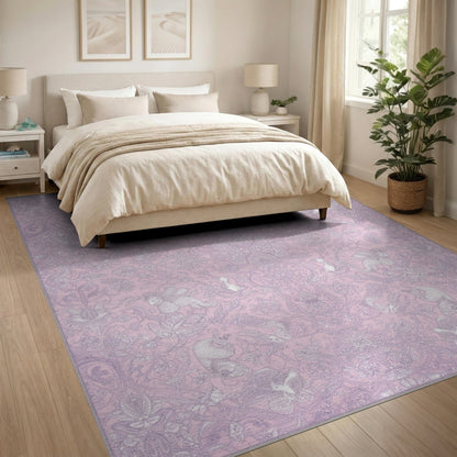 Pink Floral Unicorn Area Rug