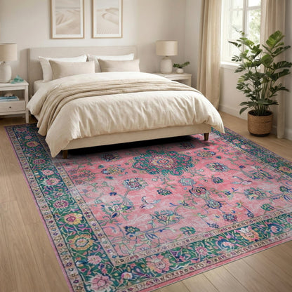 Pink Floral Vintage Area Rug