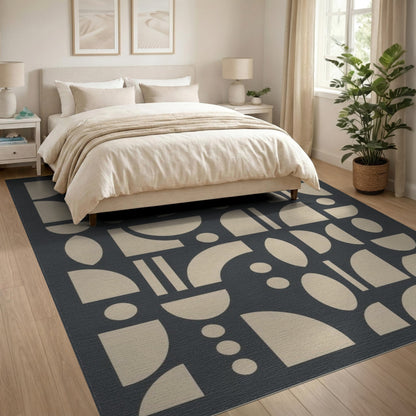 Beige Geometric Modern Area Rug