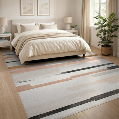 Abstract Beige Stripe Area Rug