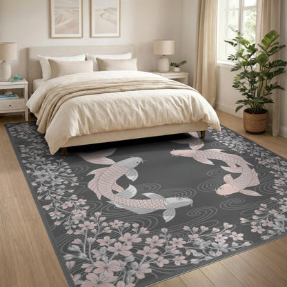 Pink Koi Cherry Blossom Area Rug