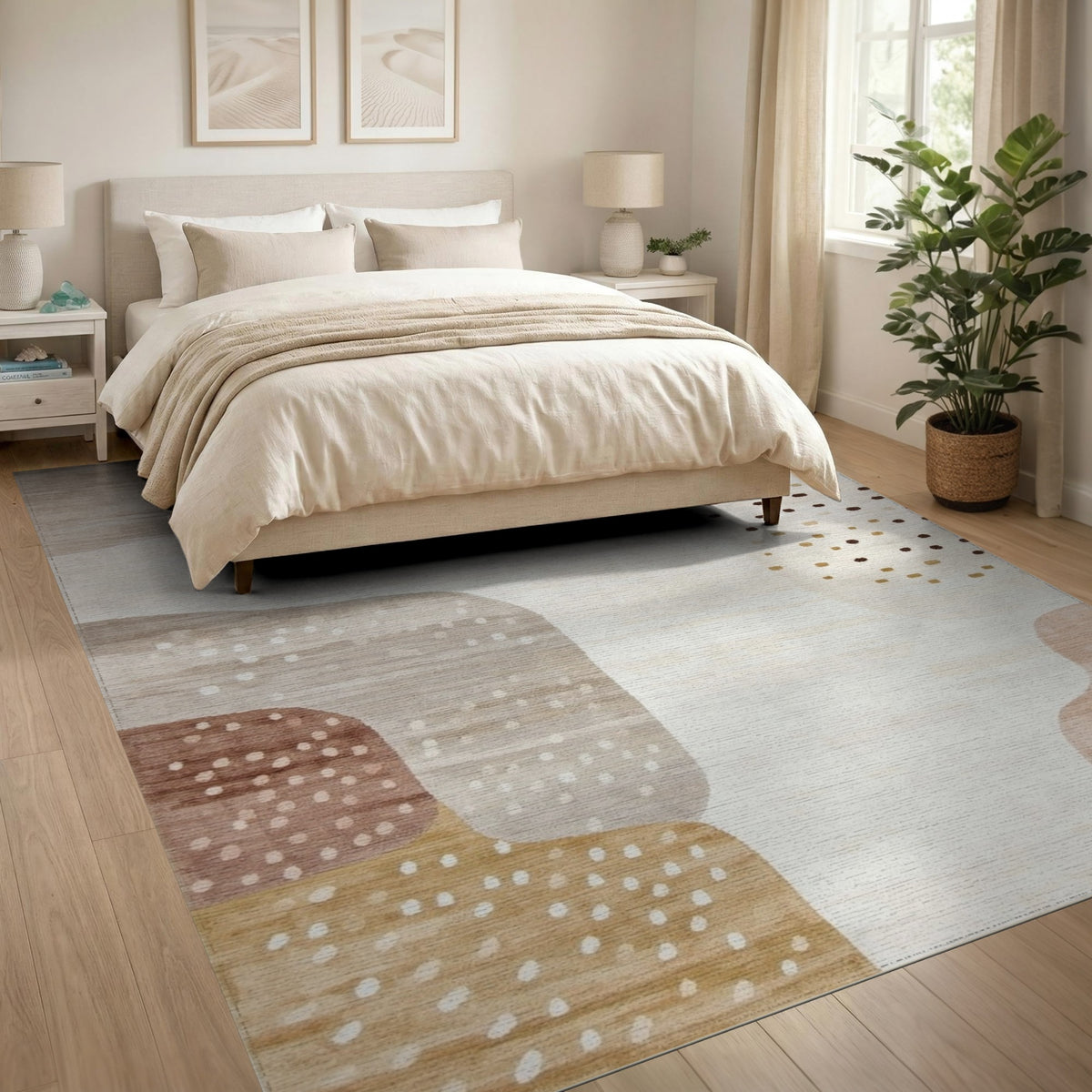 Abstract Neutral Beige Area Rug