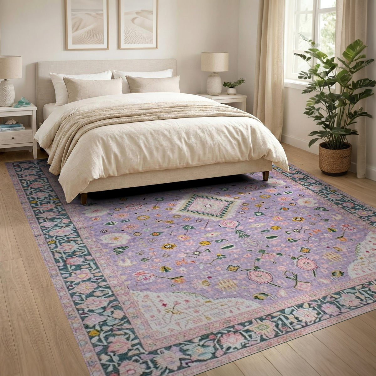 Purple Floral Persian Area Rug
