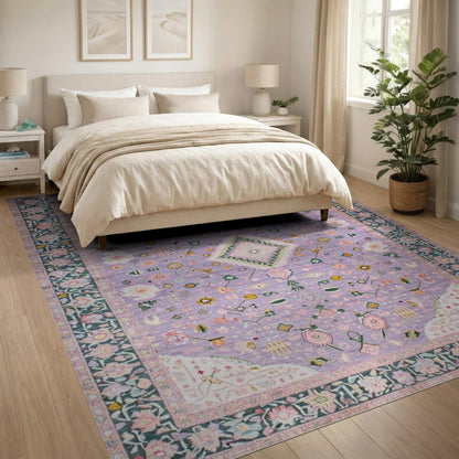 Purple Floral Persian Area Rug