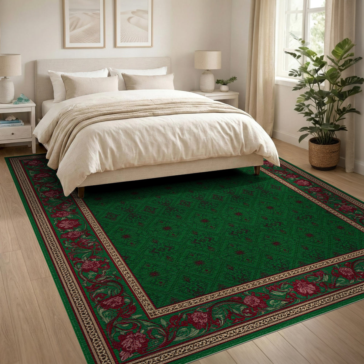 Green Traditional Persian Floral Area Rug