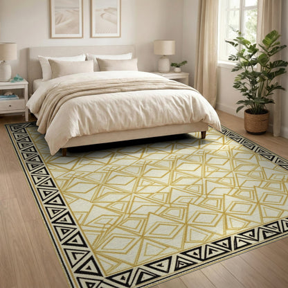 Geometric Modern Gold Geometric Diamond Area Rug