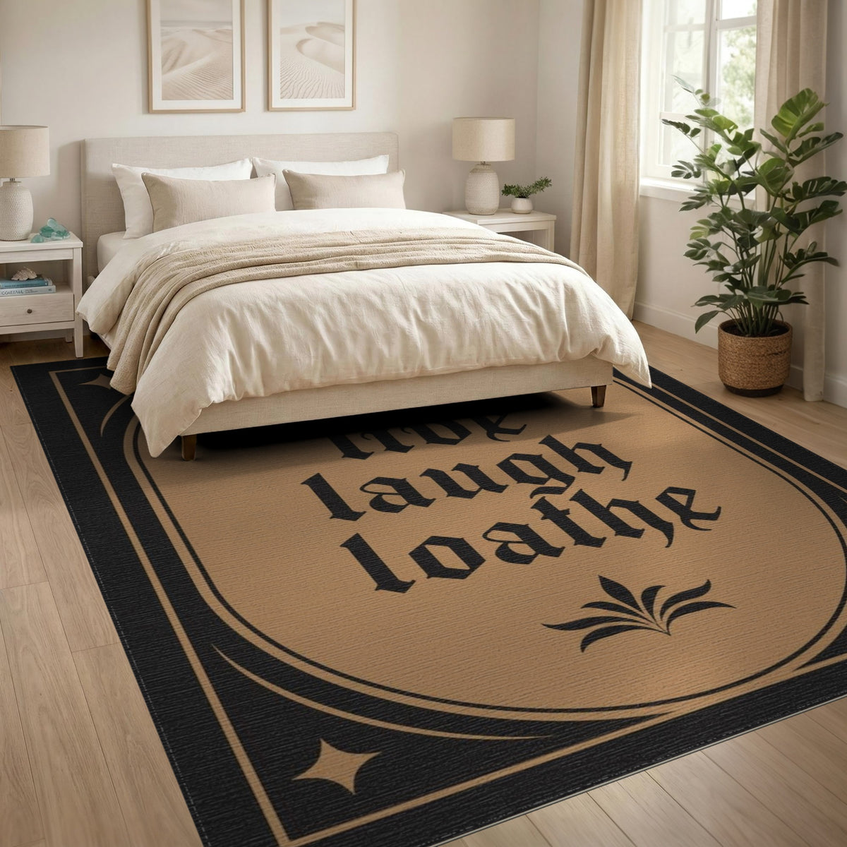 Brown and Tan Live Laugh Loathe Vintage Area Rug