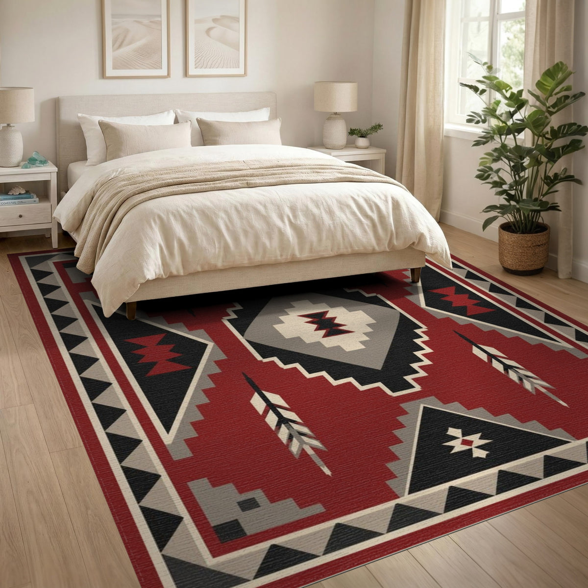 Red Southwestern Geometric Area Rug