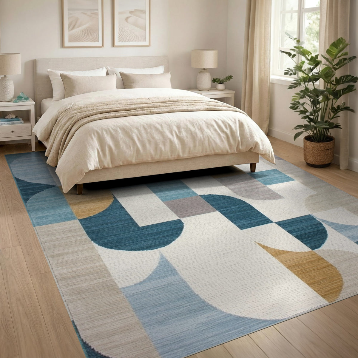 Blue Teal Geometric No. 16 Area Rug