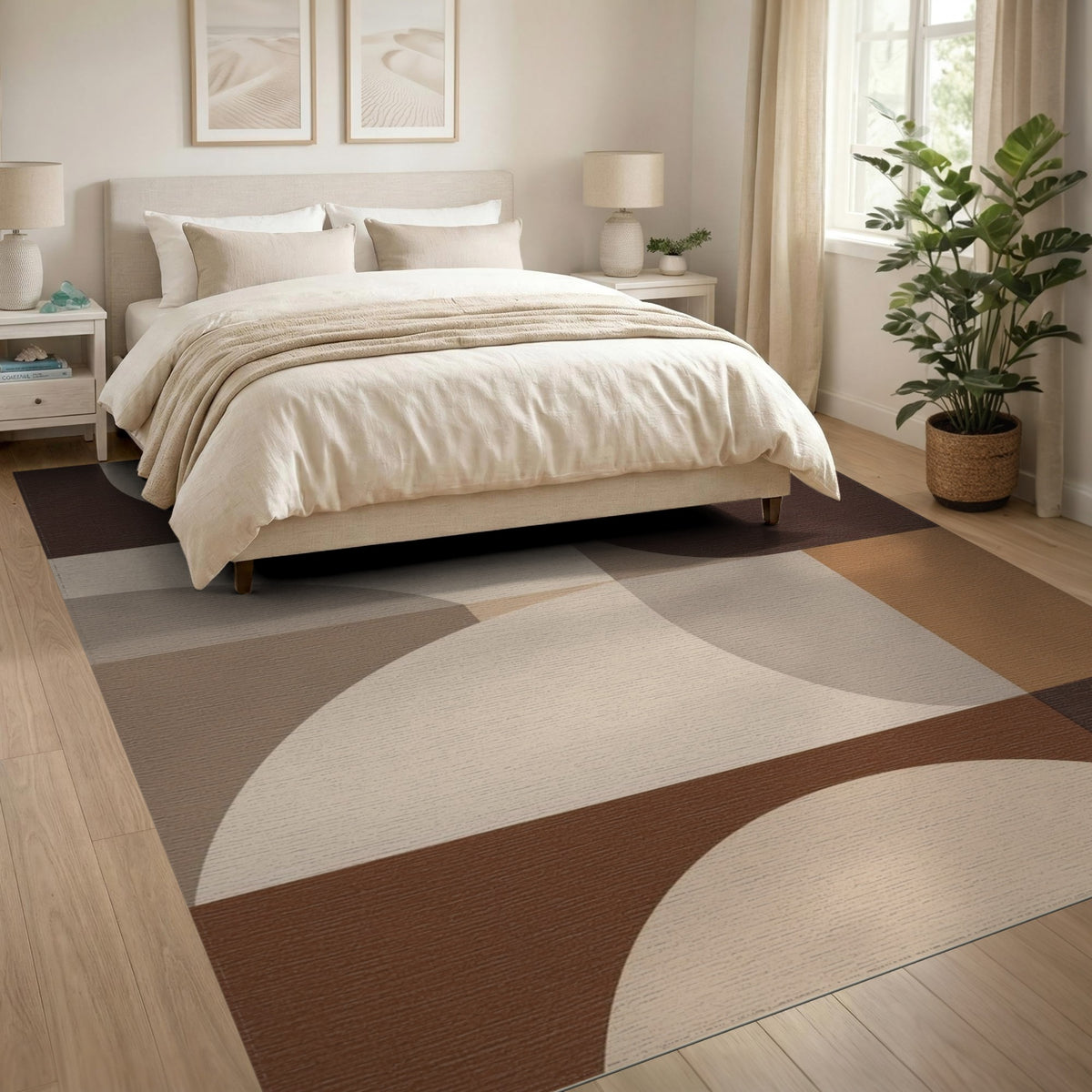 Modern Geometric Brown Tan Area Rug