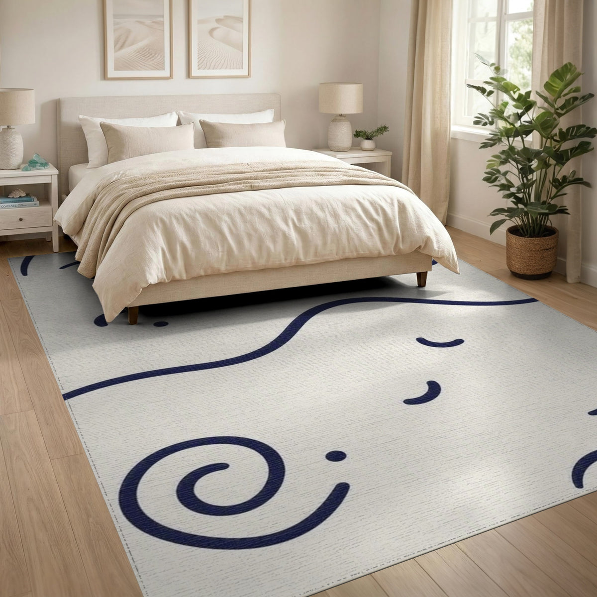 Abstract Area Blue and Teal Navy Abstract Wave Area Rug