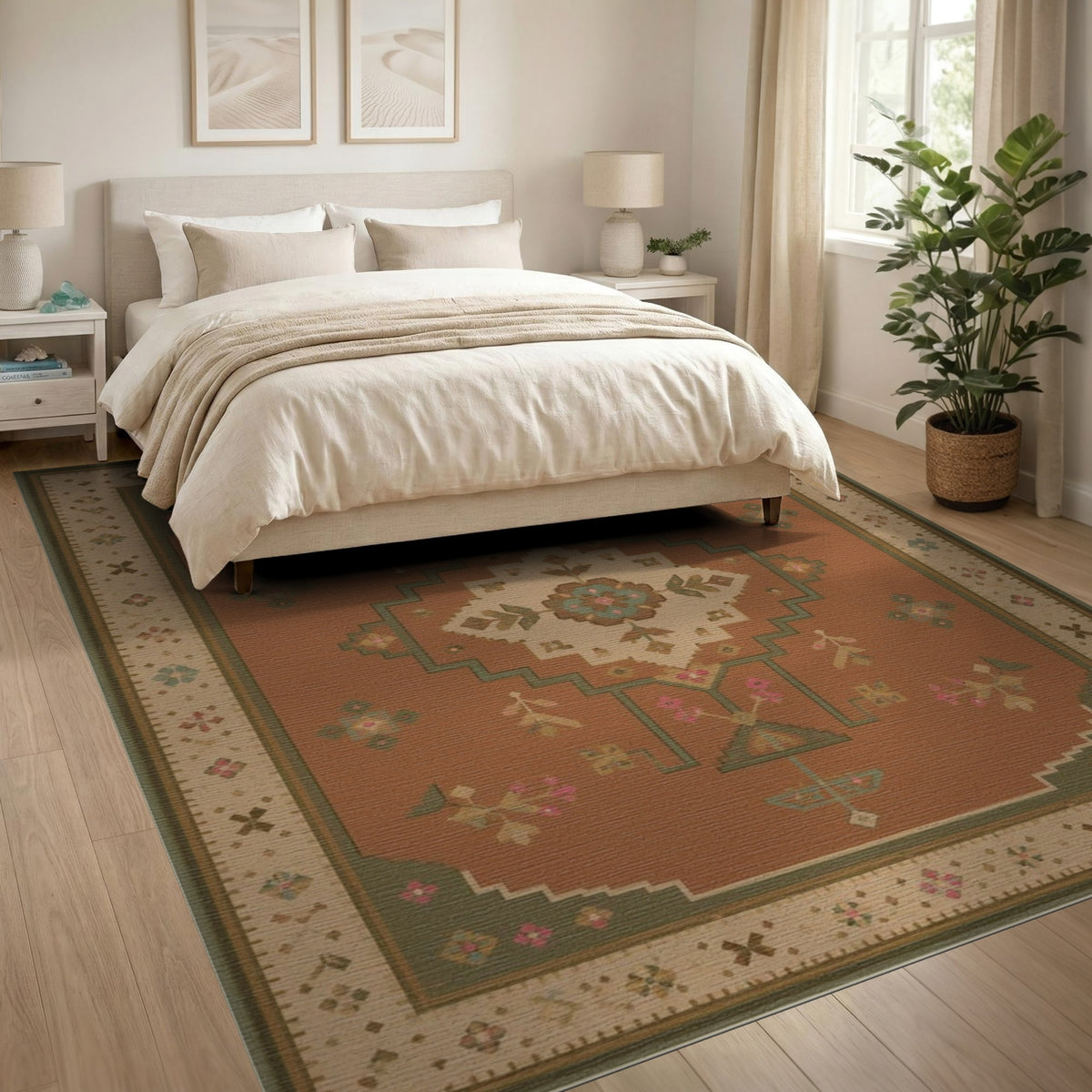 Orange Heritage Tribal Medallion Rug