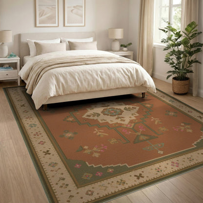 Orange Heritage Tribal Medallion Rug