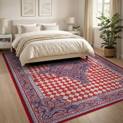 Red Persian Medallion Diamond Area Rug