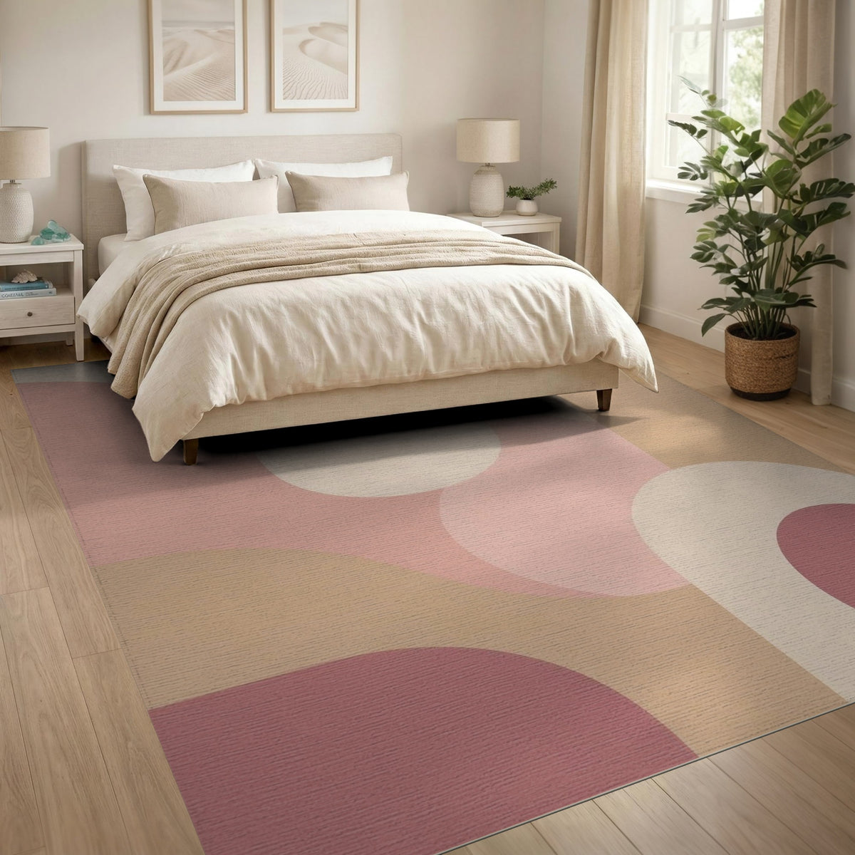 Pink Blush Pink Abstract Area Rug