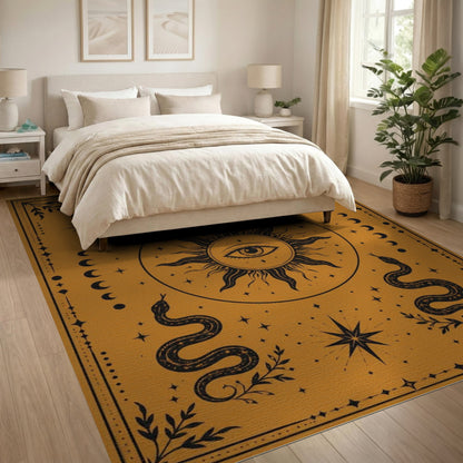 Mystic Sun Eye Orange Area Rug