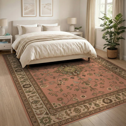 Pink Floral Vintage Medallion Rug