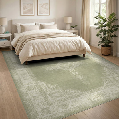 Distressed Vintage Sage Green Distressed Vintage Area Rug