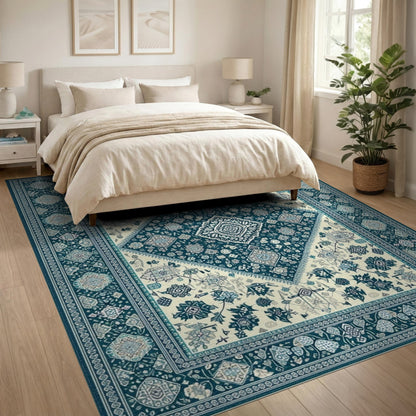 Blue Teal Persian Medallion No. 11 Area Rug