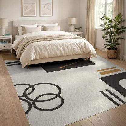 Abstract Geometric Brown and Tan Area Rug