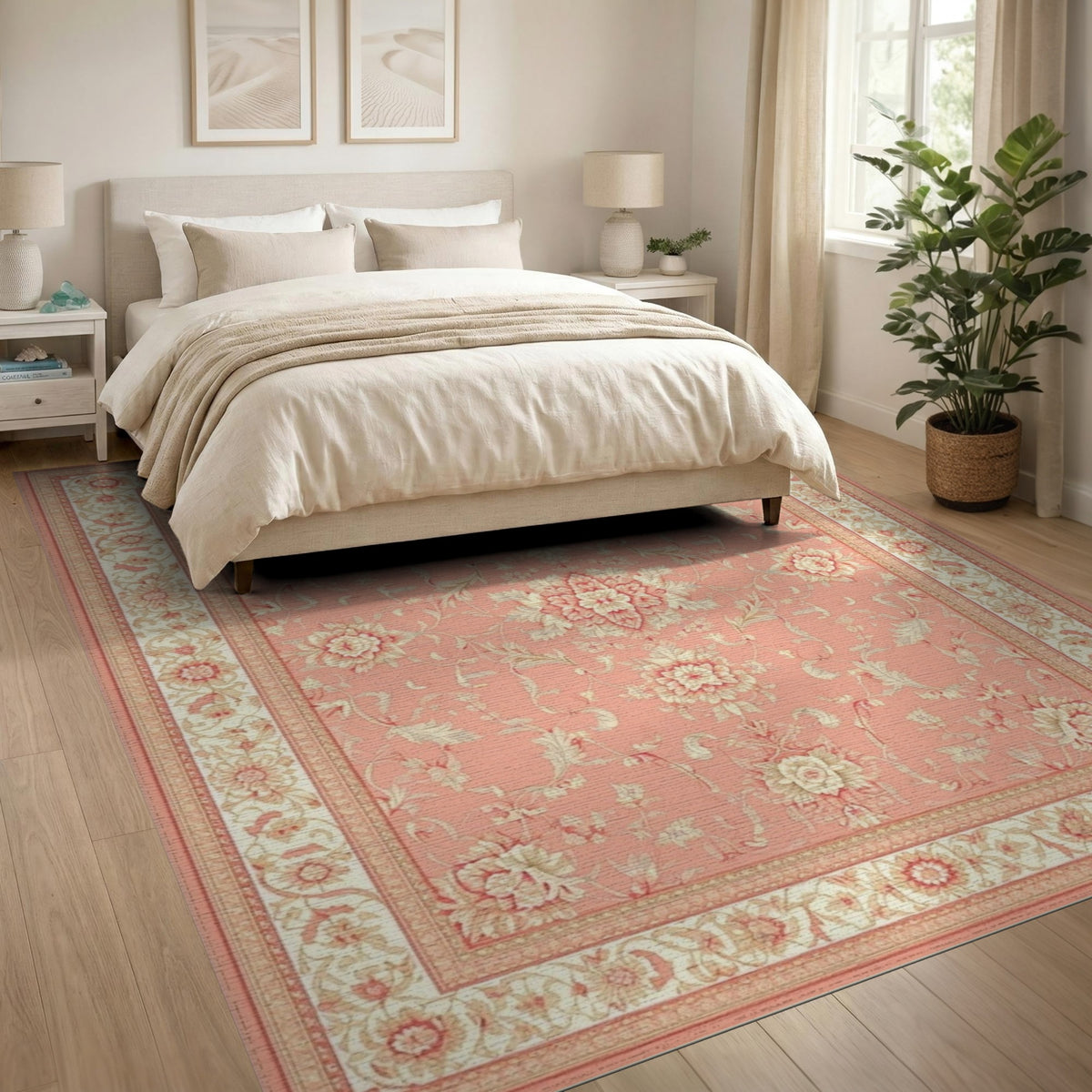Pink Floral Vintage Area Rug