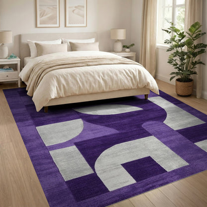 Purple Geometric Area Rug