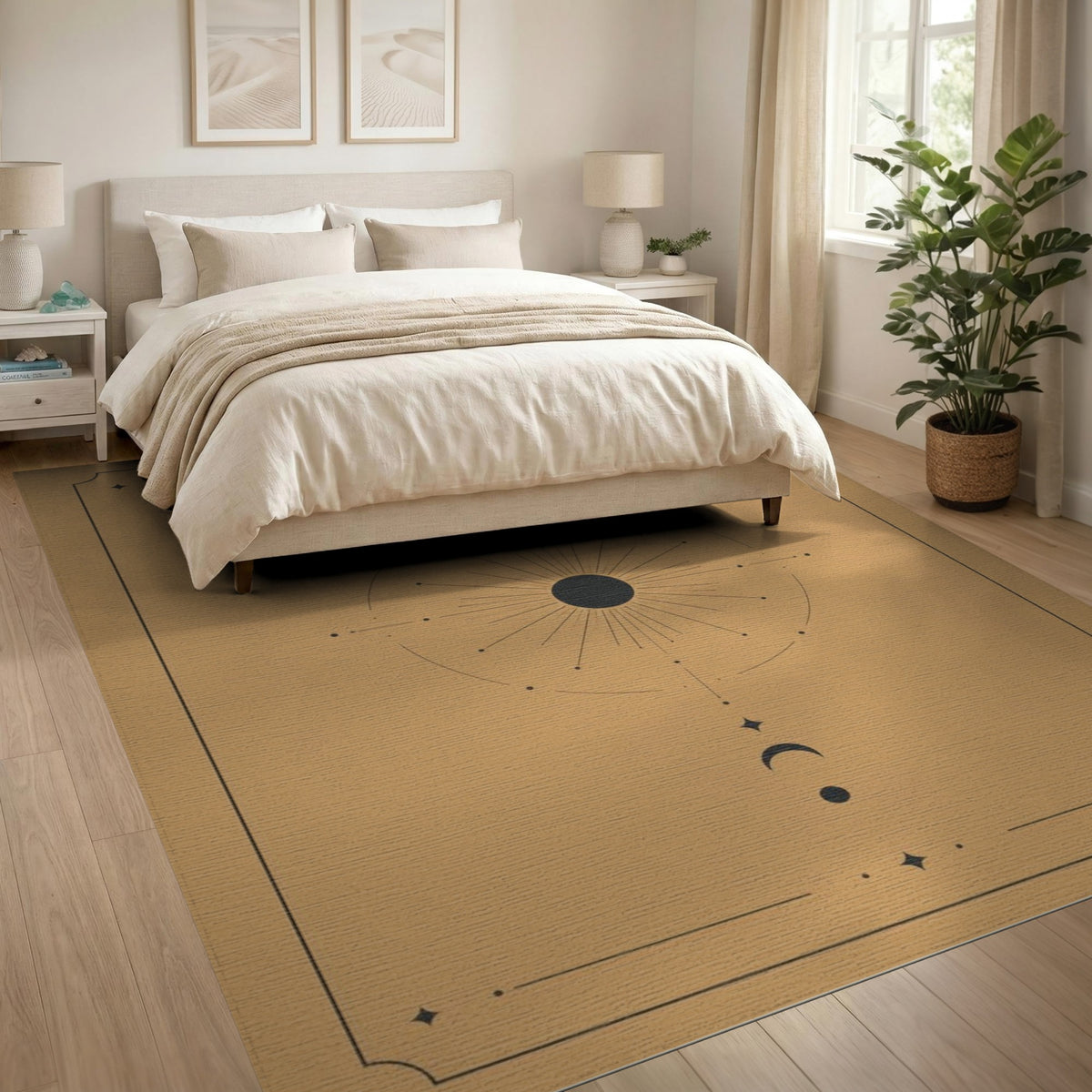 Celestial Sun Moon Phase Geometric Area Rug