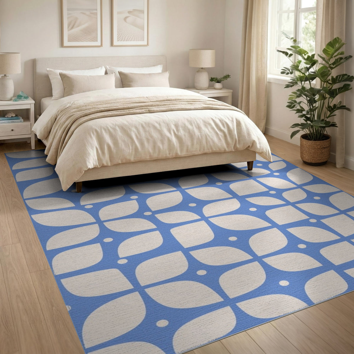 Blue Geometric Petal Area Rug