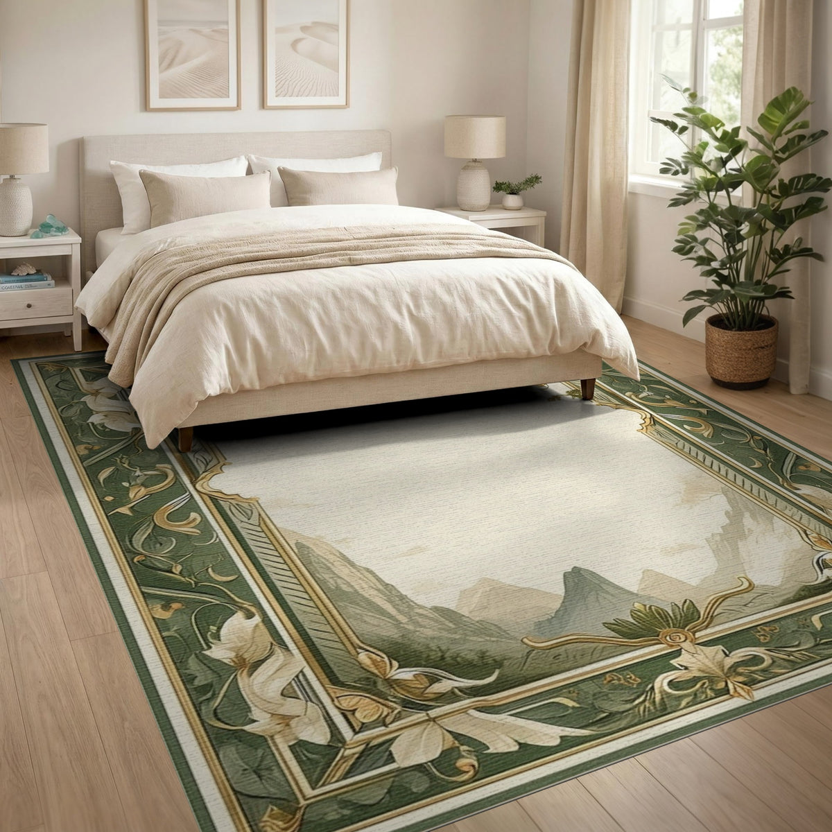 Green Floral Vintage Mountain Rug