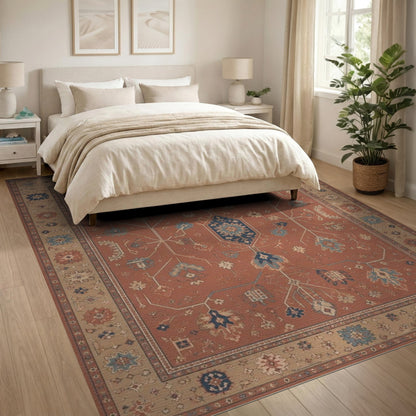 Red Traditional Persian Medallion Area Rug