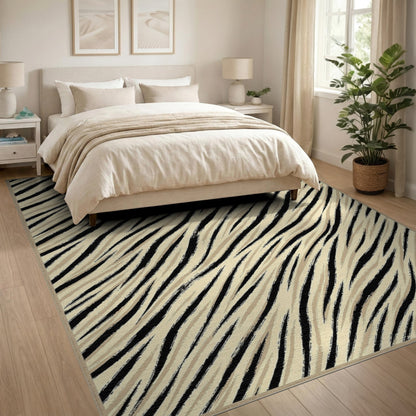 Zebra Stripe Beige Area Rug