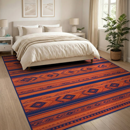 Orange Heritage Tribal Stripe Area Rug
