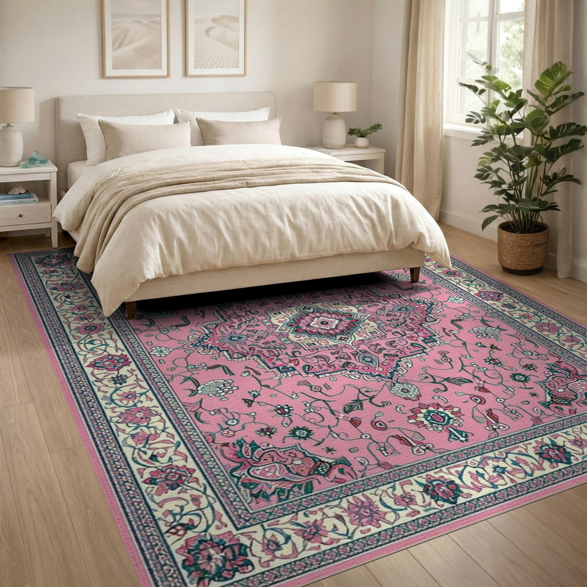 Pink Floral Medallion Vintage No. 8 Area Rug