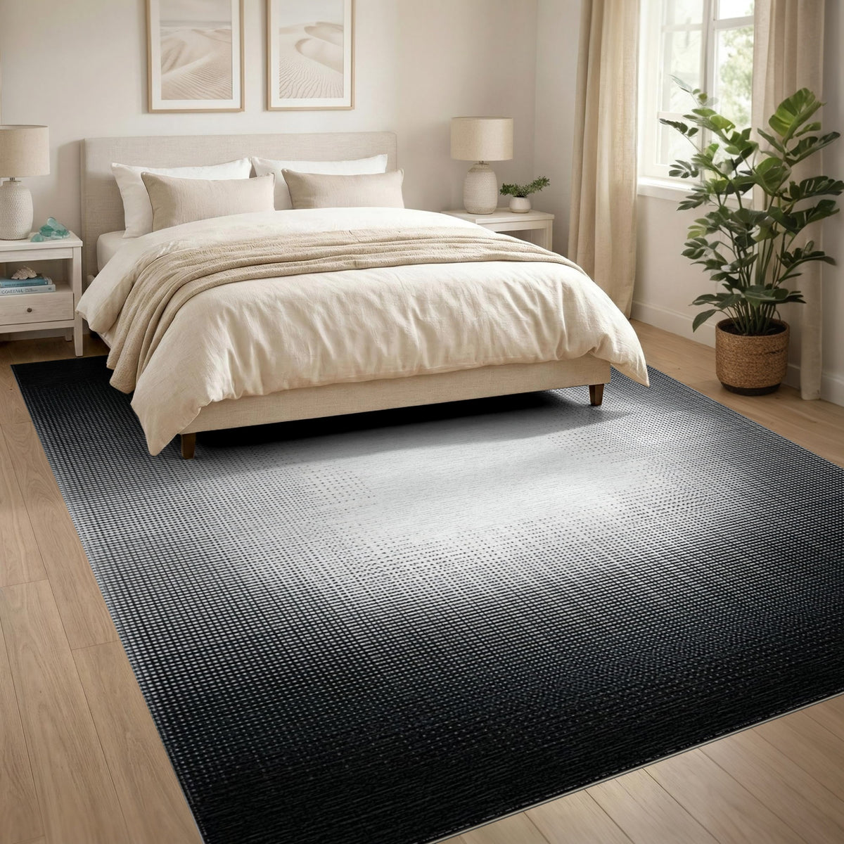 ODIKA Black White Dot Gradient Area Rug