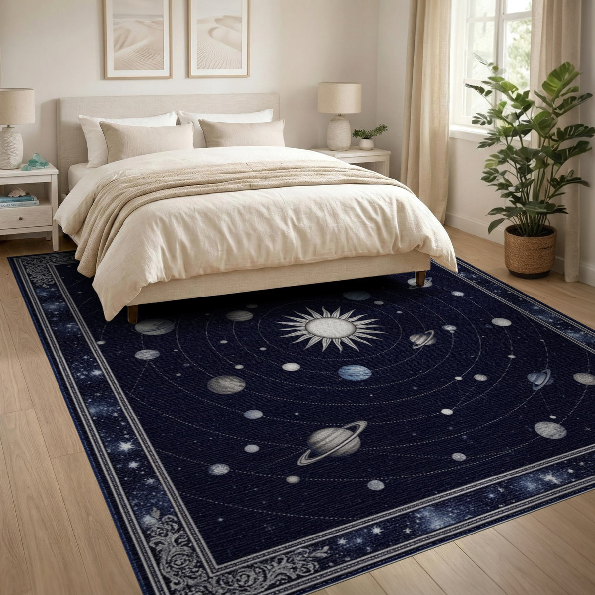 Celestial Solar System Navy Area Rug