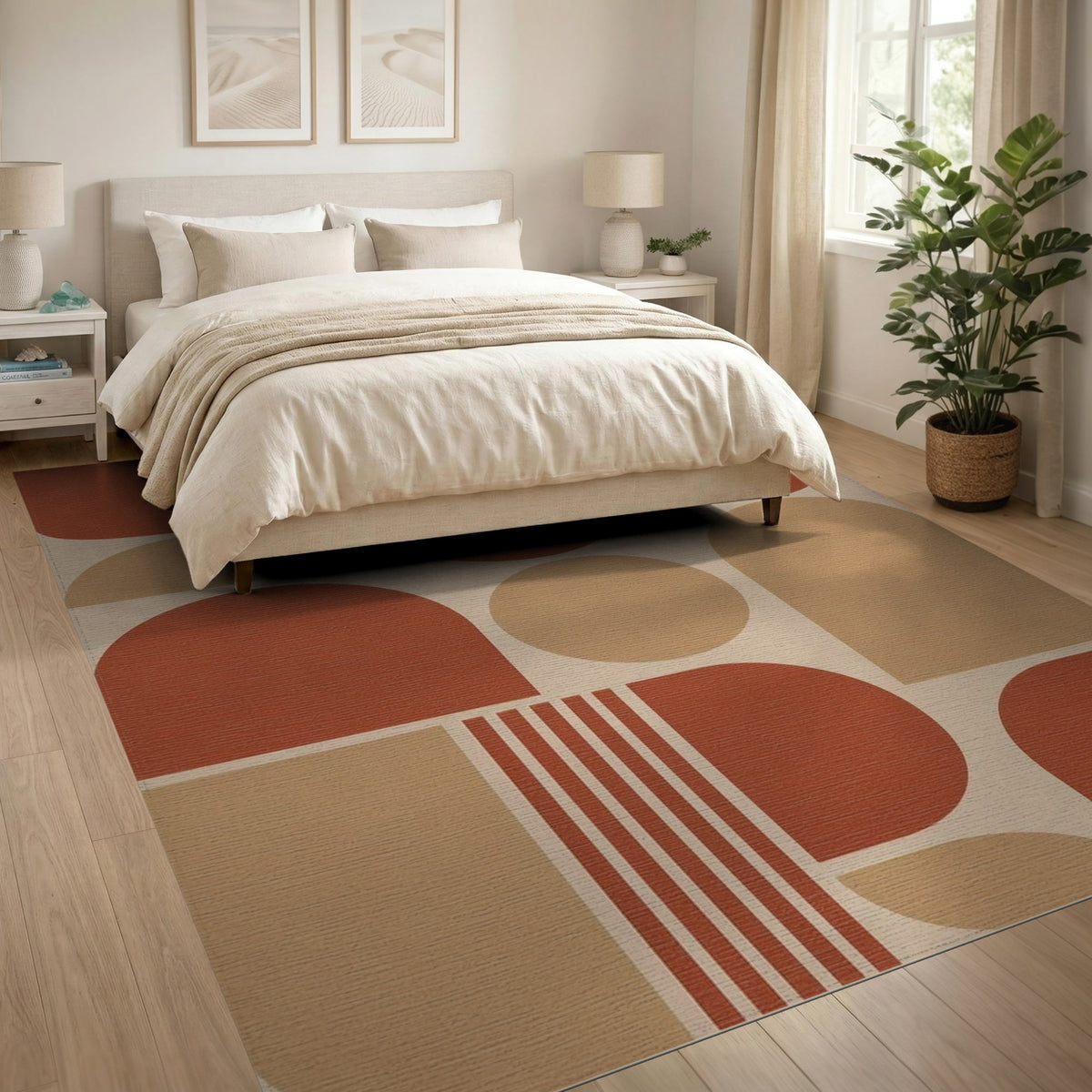 Geometric Modern Red Geometric Abstract Area Rug