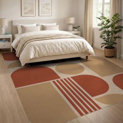 Geometric Modern Red Geometric Abstract Area Rug
