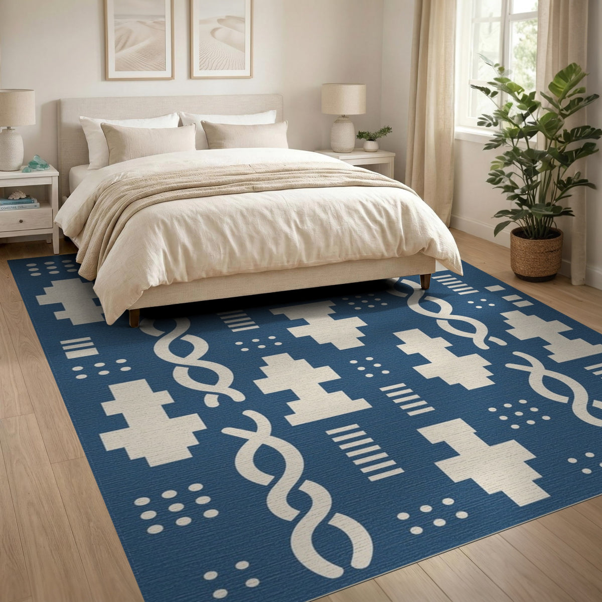 Blue Geometric Helix Area Rug