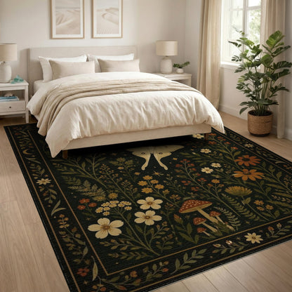 Luna Moth Celestial Floral Area Rug