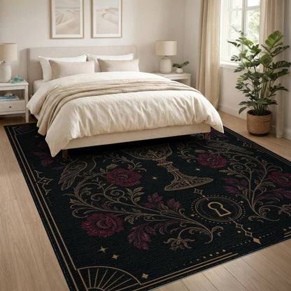 Mystic Raven Floral Area Rug