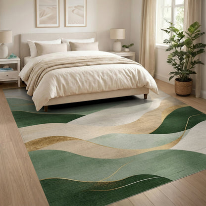 Abstract Area Green Abstract Wave Area Rug
