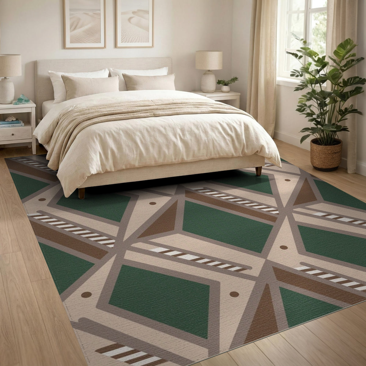 Geometric Lattice Diamond Area Rug