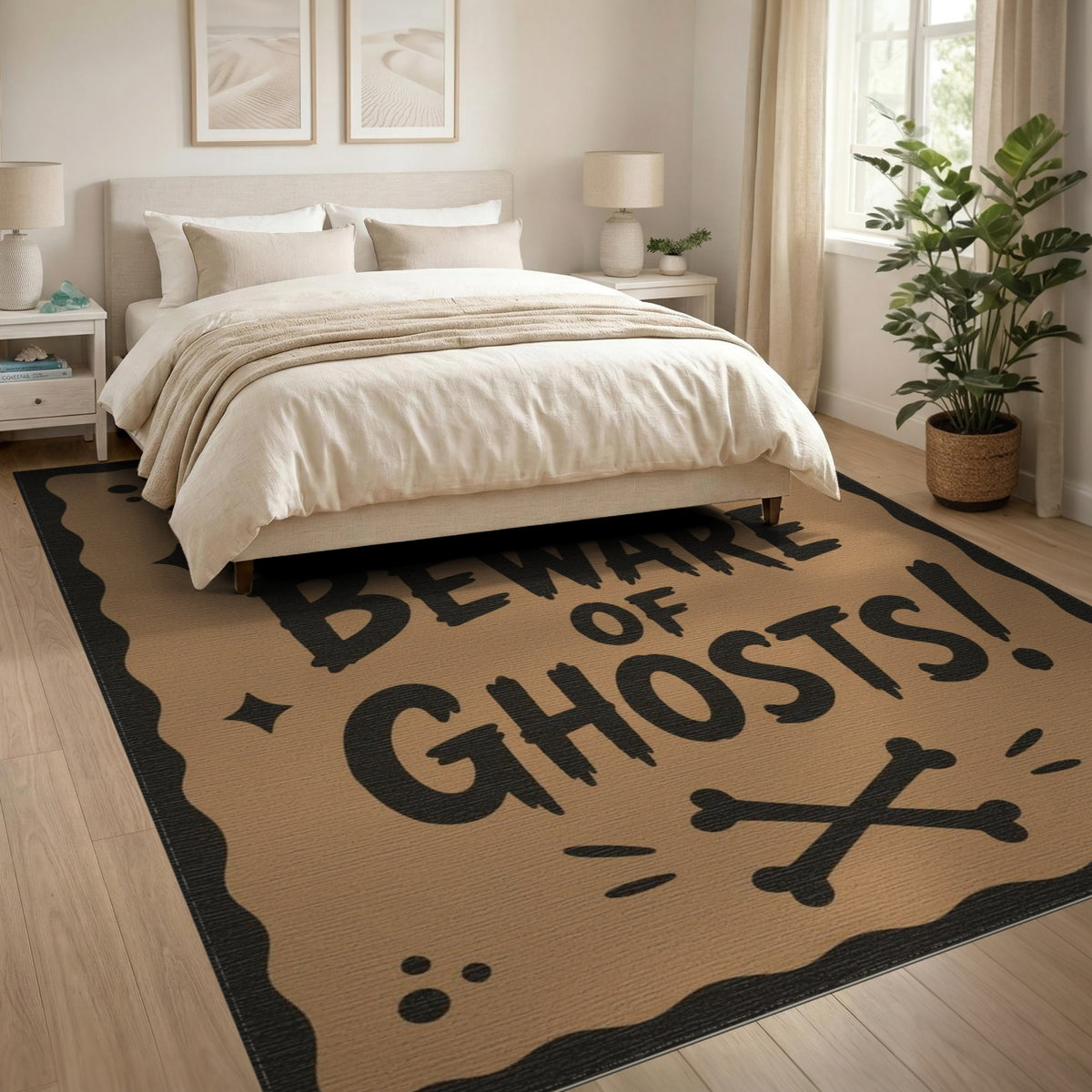 Beware of Ghosts Skull Halloween Rug