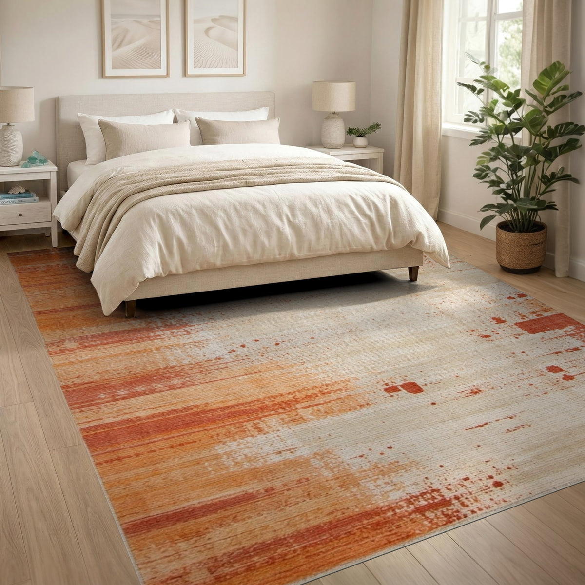Orange Distressed Vintage Area Rug
