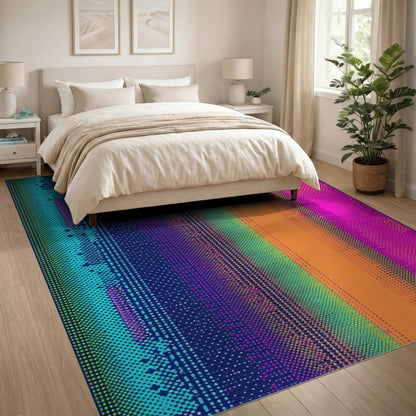 Vibrant Striped Dot Geometric Area Rug
