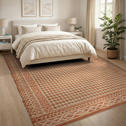 Orange Southwestern Diamond Rug