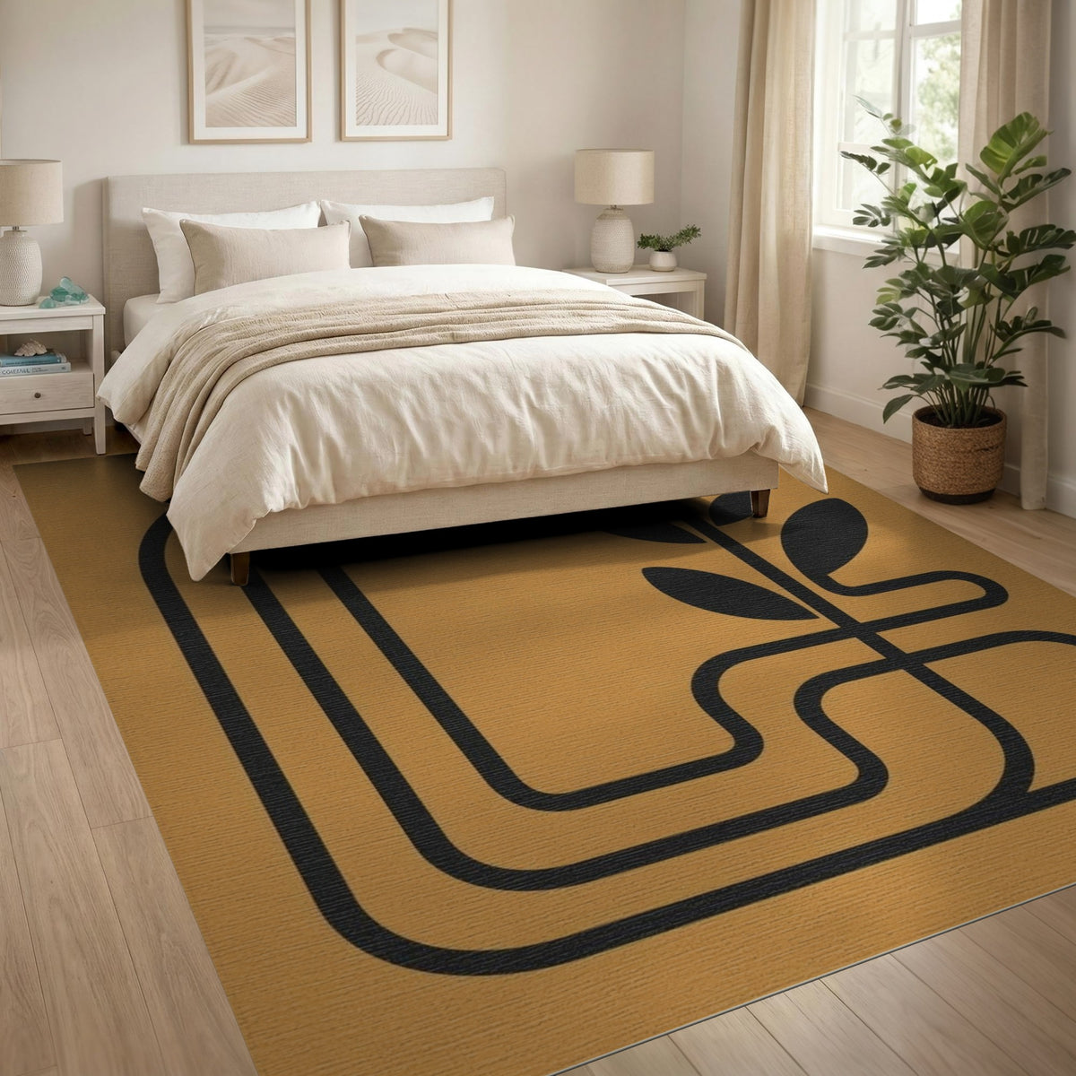 Orange Geometric Arch Plant Area Rug