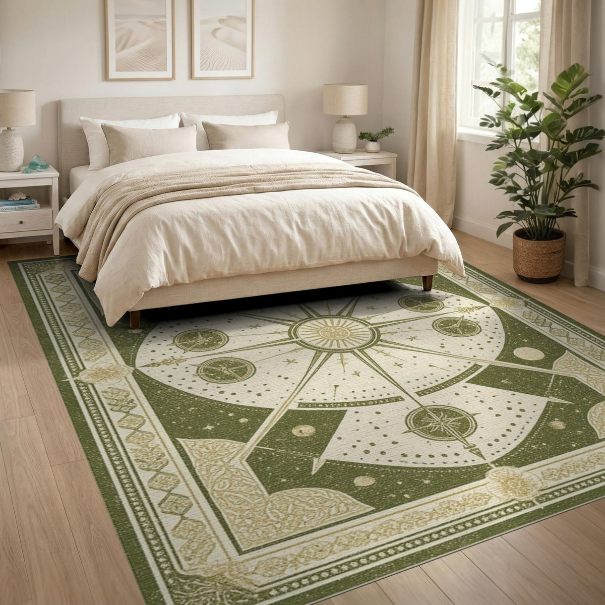 Green Heritage Celestial Compass Rug
